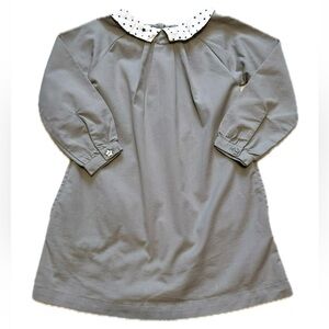 John Lewis Loved & Found Gray Long Sleeve Shift Dress with Star Print Collar